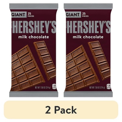 (2 pack) Hershey's Milk Chocolate Giant Candy, Bar 7.56 oz