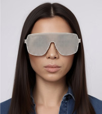 Silver Metal Mesh Unique Costume Party Rave Alien Space Futuristic Visor Glasses