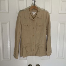 Tommy Bahama Women s Silk/Linen Jacket Size 8/10 Tan Button Down