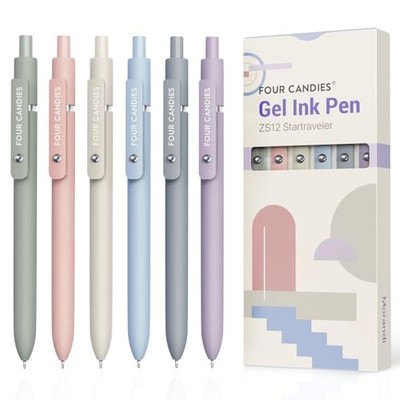 Four Candies Gel Ballpoint Pens 6 pcs 0.5mm Cute Stationery Easy to Write with