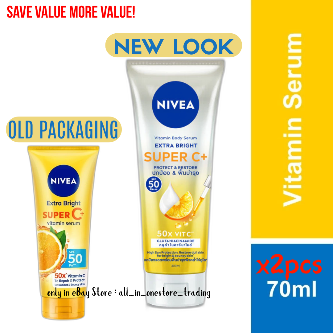 NIVEA Extra Bright Super C SPF50 PA+++ Vitamin C UV Face Cream 70ml Twin Pack