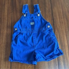 Vintage Baby Toddler OshKosh Vestbak Overalls Shortalls Royal Blue Size 12-18M