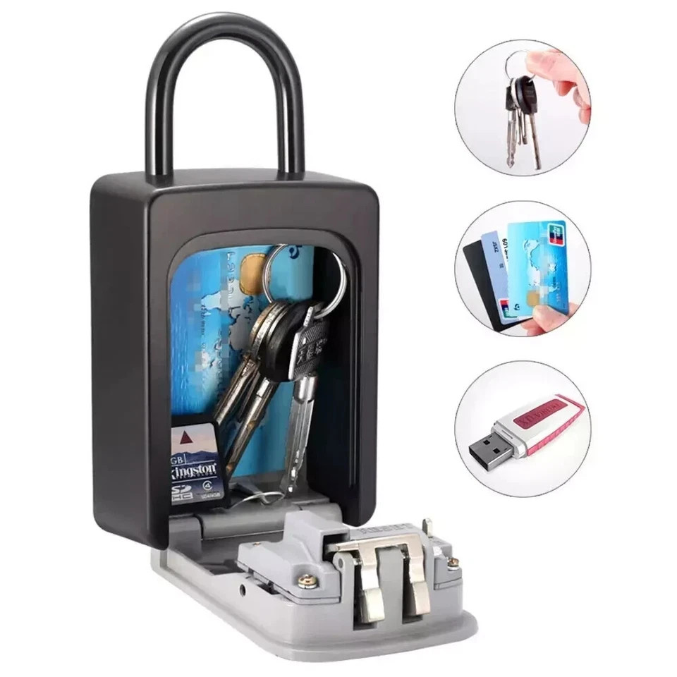 Key Safe 4-Digit Combination Lock Box Wall Mount Storage Safe Security Outdoor