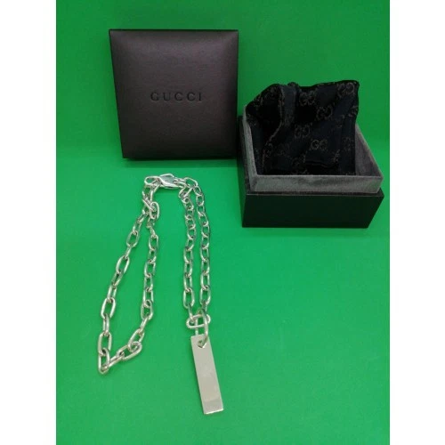 Collana GUCCI placca quadrata argento 925 Giappone