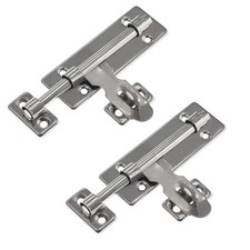 2 Set Heavy Duty Door Sliding Latch Lock with Padlock Hole, 6 Inch Slide Bolt...