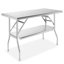 Stainless Steel Folding Commercial Prep Table with Undershelf - 48 x 24 in.