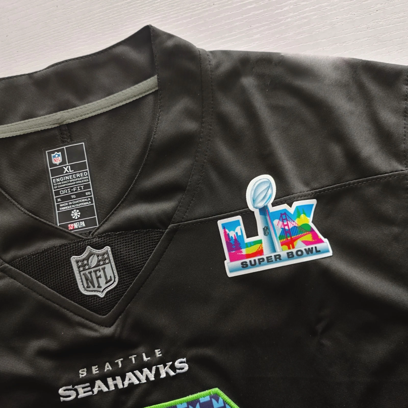 Men's Seahawkss Super B.owl LX Patch Game Jersey Black NWT HOT
