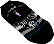 Stance Adult Black No Show Cotton NBA Basketball Brooklyn Nets ST Socks M 6-8.5