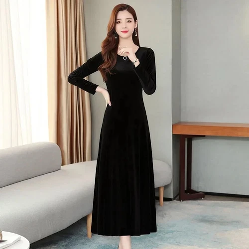 Women Mid Length Slim Fit Temperament Long Sleeve Dress Autumn Dress Long Dress - Picture 29 of 30