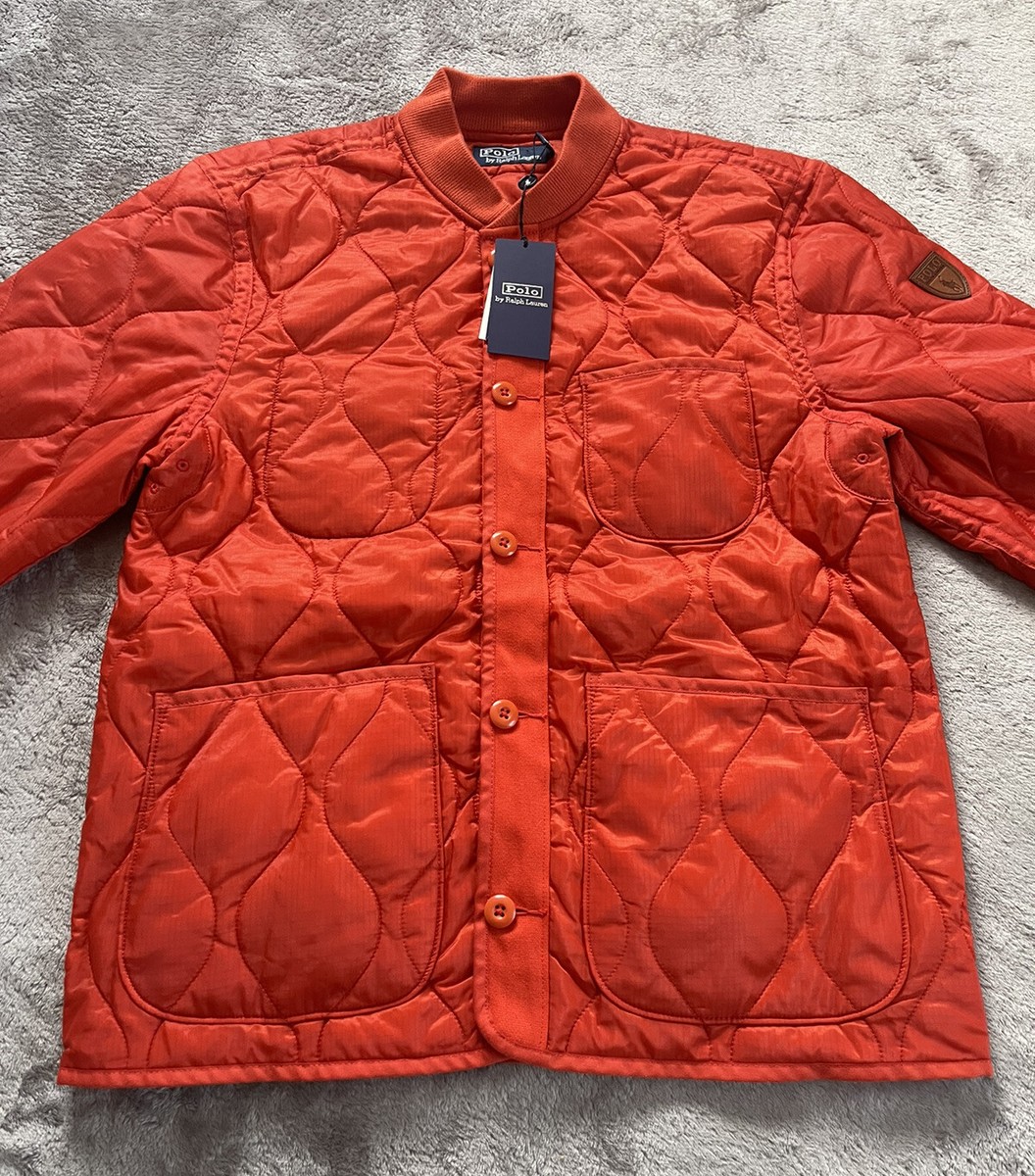 Polo Ralph Lauren Quilted Buttoned Fall Winter Jacket Orange Men