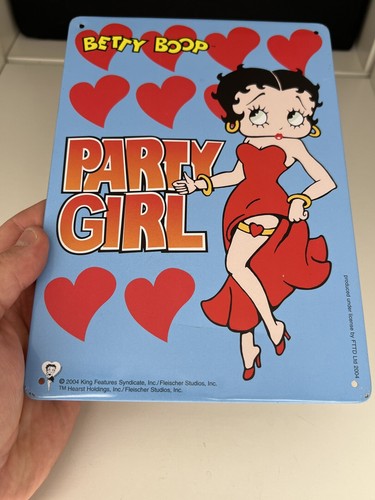 Vintage Betty Boop Party Girl Metal Door Wall Sign RARE