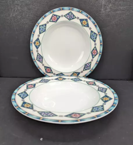 Vintage Atmosphere Pfaltzgraff Crystaflora 9 Inch Rimmed Soup Bowl Lot of 2