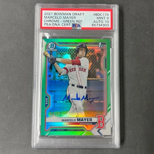 2021 Bowman Chrome Green 1st #BDC-174 Marcelo Mayer Signed Card PSA 9 AUTO 10 RC