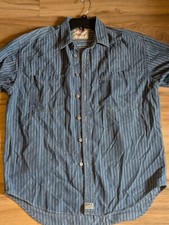 Vintage Levi men s heavy weight long sleeve button down in blue striped -L