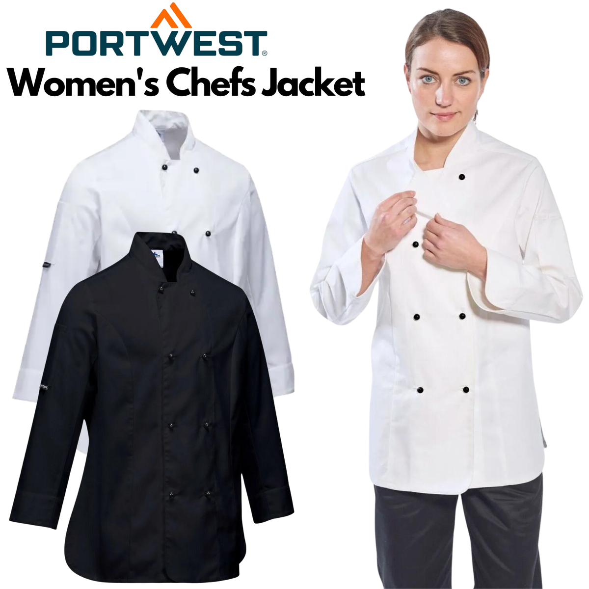 PORTWEST Womens Kitchen Catering Uniform Food Industry Cooking