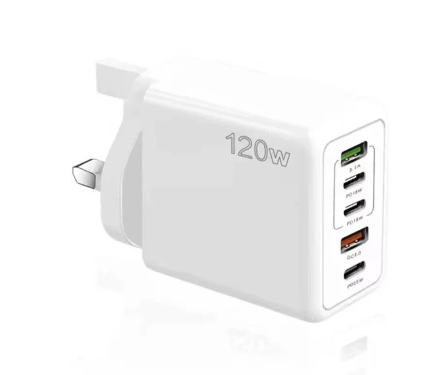 USB UK/EU Plug Wall Adapter Charger 5 Ports Type C Fast Charging Mobile Phones - Image 2 of 4
