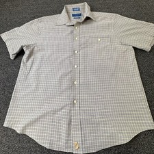 Vintage Towncraft Button Up Shirt Mens Large White Check Collared Wrinkle Free