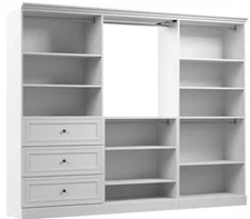 Bestar Versatile Closet Organizer System, 108-inch White Wardrobe and Drawers