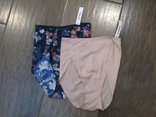 2-PACK SOMA VANISHING EDGE MODERN BRIEF PANTIES IN NAVY FLORAL/HUSH SIZE MEDIUM
