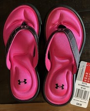 Flip Flops Youth Girls Pink/Black Under Armour Marbella Size: 1 Youth NEW