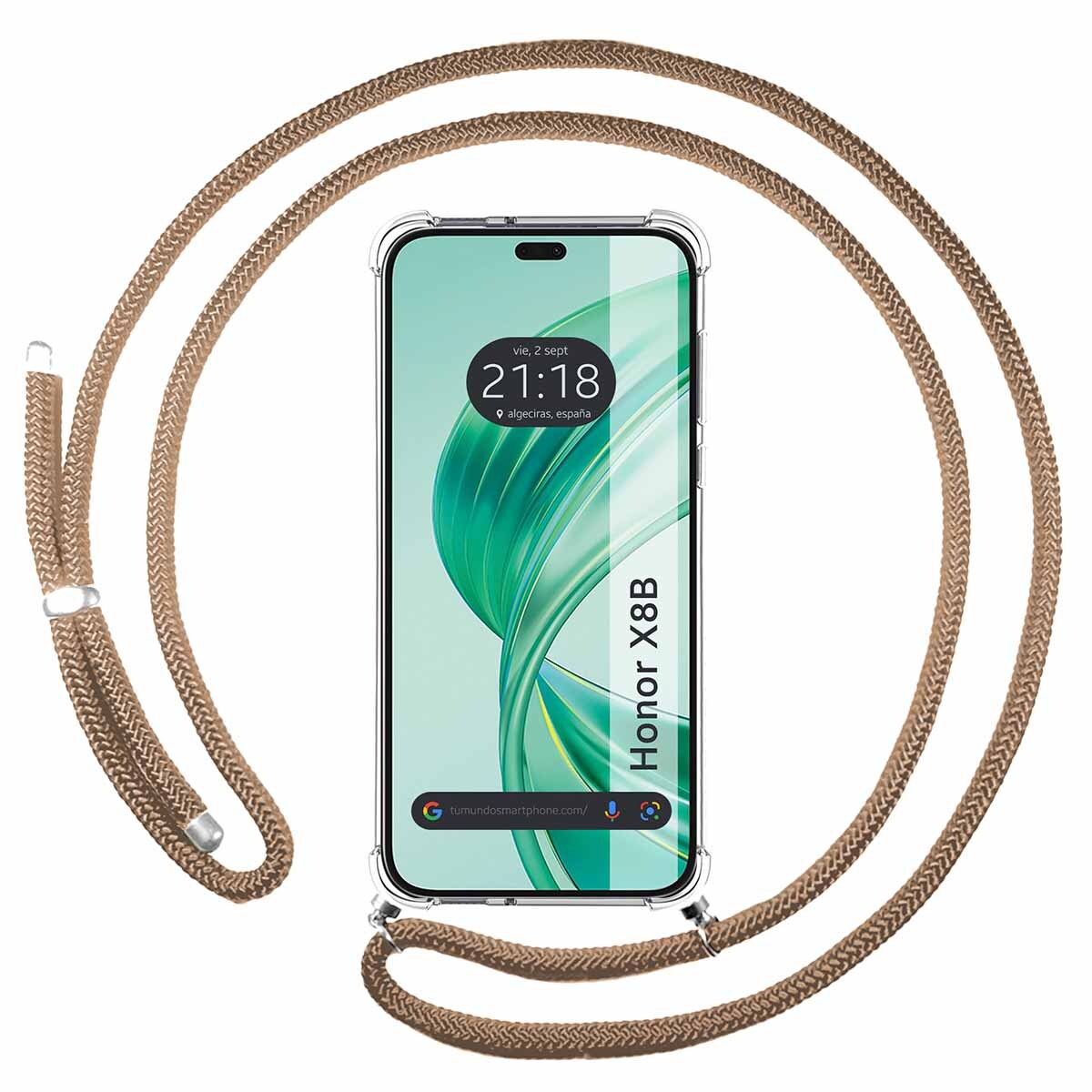 Funda Trasparente Appesa Per Huawei Honor X8B Con Corda Camel