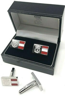 Boutons De Manchette Liverpool FC - Argenté, Forme Blason - Dimensions 22x17mm - Sous Licence Officielle - Livré Dans écrin Cadeau