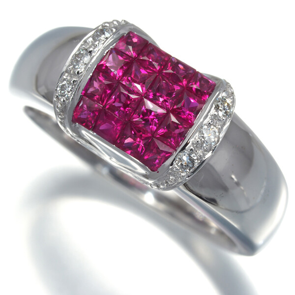 Auth LES ESSENTIELLES Ring Ruby Diamond Mystery-setting US5 Auth LES ESSENTIELLES Ring Ruby Diamond Mystery-setting US5