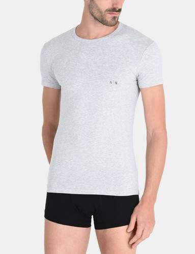 Armani Exchange Men's 2-Pack Logo Crewneck T-Shirt Black / Gray Size Small - Picture 2 of 5