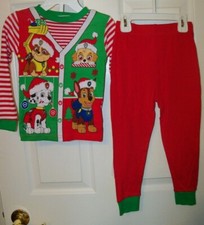 Paw Patrol Christmas Red Stripe Toddler 2 Piece Long Pajama PJ Size 4T NWT