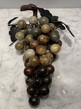 10" ALABASTER MARBLE STONE CLUSTER GRAPES LEAVES ITALIAN MCM HOLLYWOOD REGENCY
