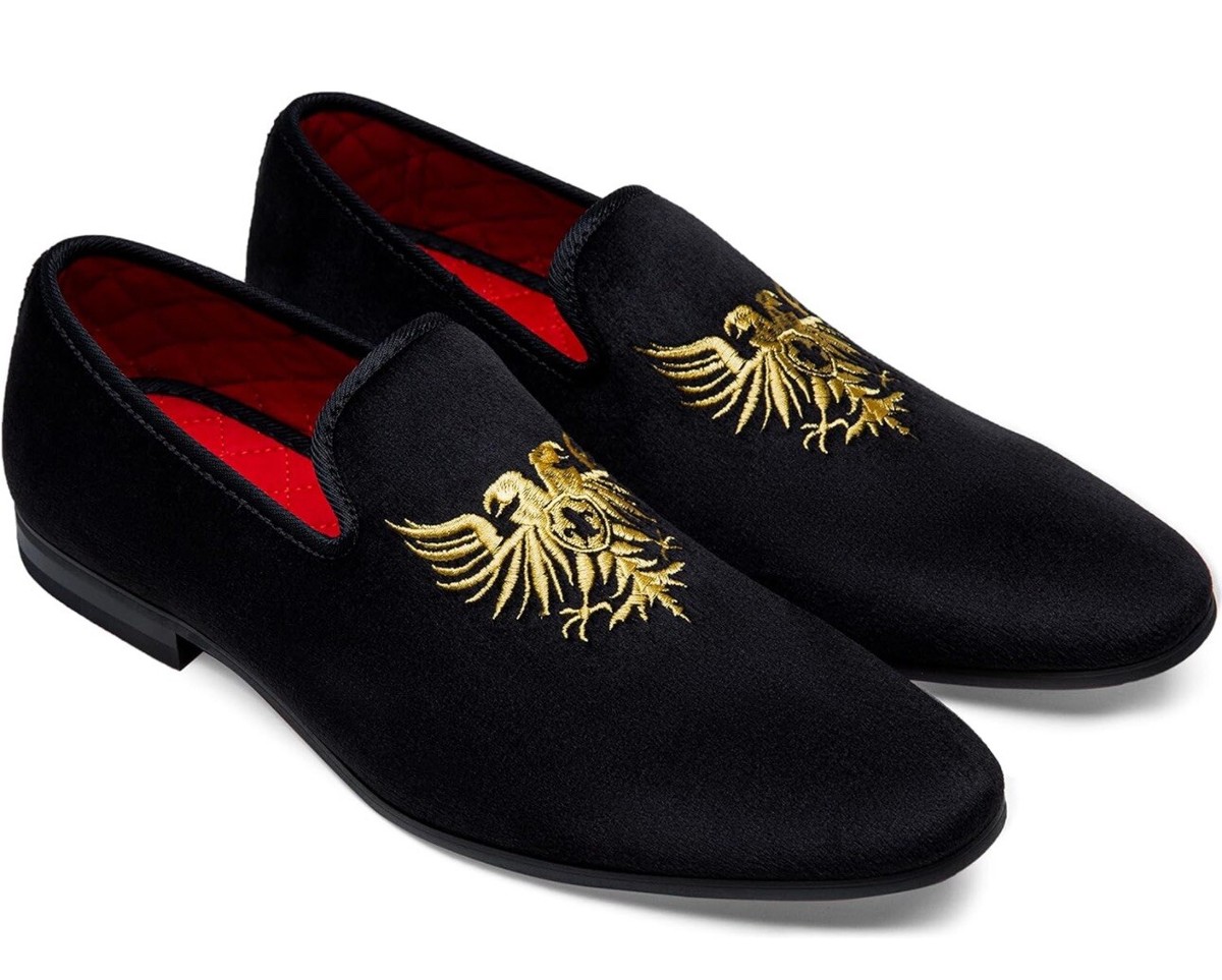 Luxurious Black Velvet Slip-On Loafers Handmade Black Velvet Loafers for Men Embroidered Slip-on  main image 2