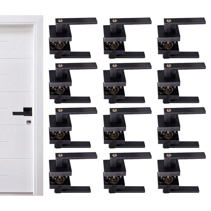 12x Door Levers Passage Hallway Closet Door Handle Deadbolt Reversible Lever