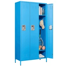 Metal Lockers Storage Cabinet 3 Doors Locker for Office School Gym Hotel Home