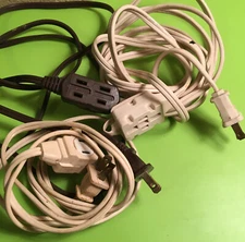 3 Household Extension Cords, two 6’ cords, one 12’ cord, 2 prong polarized plugs