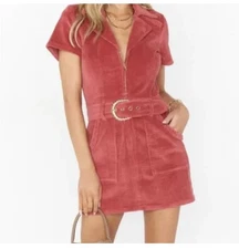 Show Me Your MUMU Outlaw Dress Rose Pink Corduroy M Medium Western Belt Mini EUC
