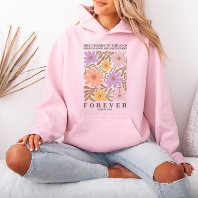 The Lord His Love Endures Forever Psalm 136 1 Christian Faith Damen Hoodie