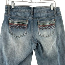 Bongo Embroidered Distressed Skinny Jeans Junior Womens Size 5 30x29.5 Y2K