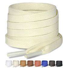 Puzeam 2 Pairs Flat Waxed Cotton Shoelaces for Boots 47Inch 120cm , Off-white
