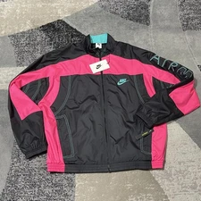 Nike x Atmos Air Max Jacket Mens Medium Black Pink Loose Track Windbreaker NEW
