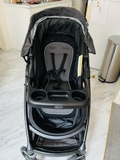 Graco Black Gray Single Stroller Folding Cup Holder Basket Canopy