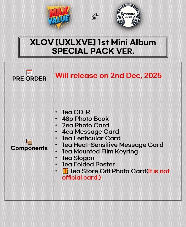 XLOV UXLXVE 1st Mini Album SPECIAL PACK Ver/CD+Photo Book+Poster+7 Card+etc+GIFT - Image 2 of 4