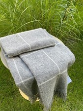 N Zealand Sheep Wool Blanket Natural Wool Throw Plaid 55x79In Eco Wool Bedspread
