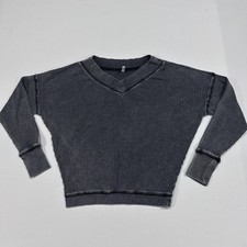 Z Supply Shirt Womens XS Gray Cropped Long Sl...