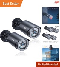 Battery-Powered Realistic Dummy Security Cameras - 2 Pack, Easy Installation