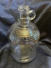 Vintage clear  Glass 1 gallon jug w Handle - Ribbed Shoulder One Gallon Embossed