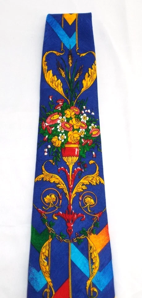 Corbata de Colección Rush Limbaugh Cuello Cadena Dorada Sin Límites Seda Años 90 EE. UU. Floral Foto 4 de 4