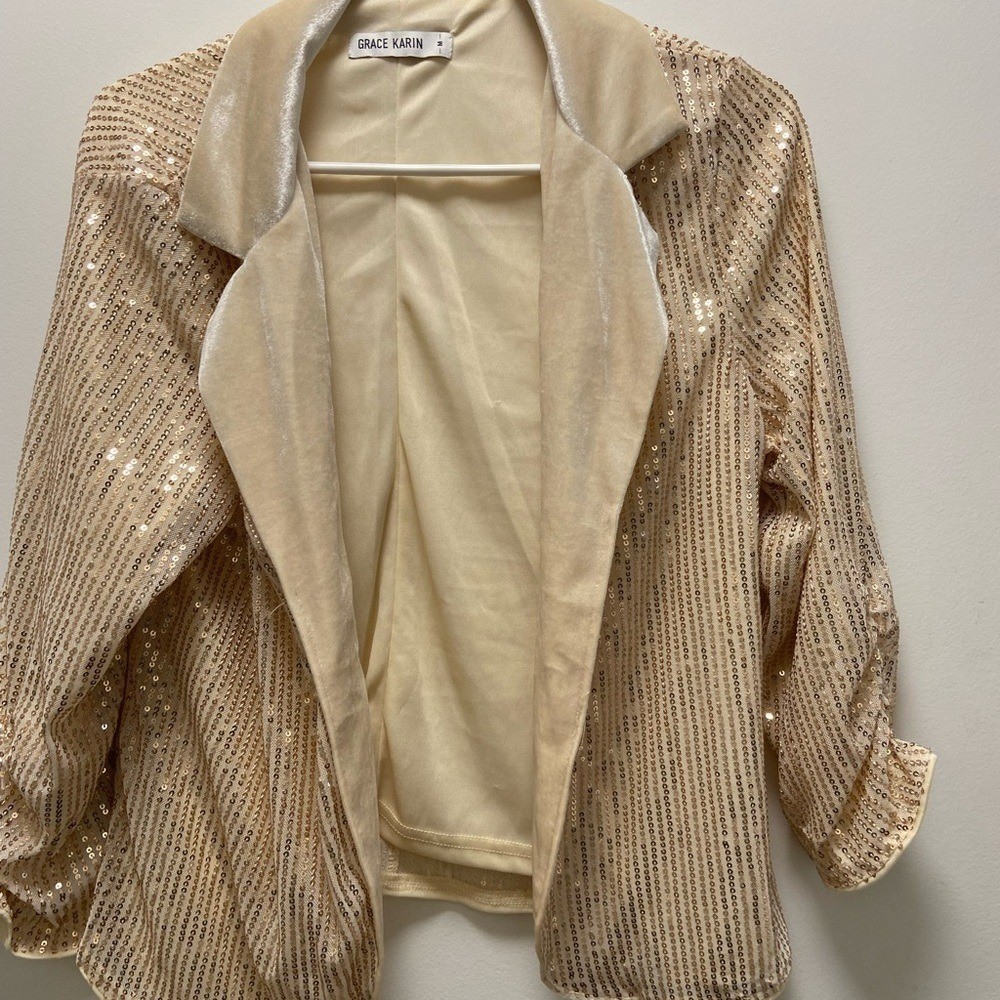 Grace Karin Gold Sequin Jacket size medium - image 1