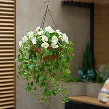 Garden Reflections Pre-Lit Faux Pansy Hanging Basket