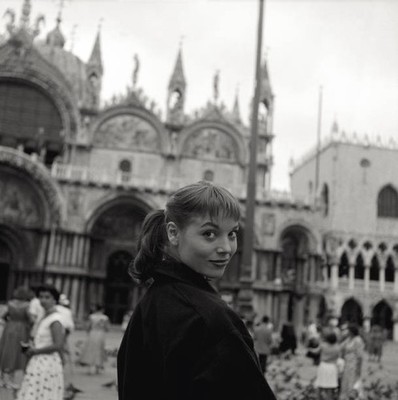Half-length portrait of Italian actress Elsa Martinelli at Piazza - Old Photo
