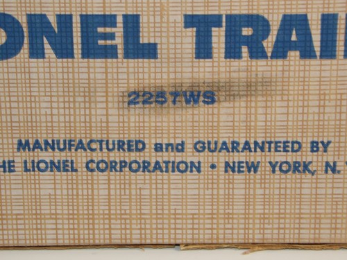 LIONEL 2257WS 665 HUDSON FREIGHT SET BOX ONLY, COMPLETE, ORIGINAL